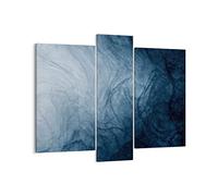 Moderne Impression sur Toile Eau Bleu Peinture Image Tableau Decoration Murale 95x80cm Deco Cadre Décoration Salon Chambre Triptyque 3 parties Grand Tableaux Decoratifs Muraux Art Wall CB95x80-5106