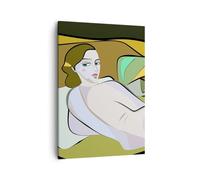 Moderne Impression sur Toile Femme Acte Cubisme Image Tableau Decoration Murale 50x70cm Deco Cadre Salon Chambre Cuisine Vertical Petit Tableaux Decoratifs Muraux Art Wall Decor Design PA50x70-5660