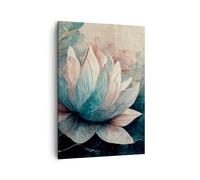 Moderne Impression sur Toile Fleurs Art Déco Lotus Image Tableau Decoration Murale 50x70cm Deco Cadre Salon Chambre Cuisine Vertical Petit Tableaux Decoratifs Muraux Art Wall Decor Design PA50x70-5976