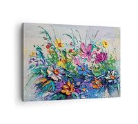 Moderne Impression sur Toile Fleurs Les Couleurs Empâtement Image Tableau Decoration Murale 70x50cm Deco Cadre Décoration Salon Chambre Horizontal Tableaux Decoratifs Muraux Art Wall AA70x50-4521