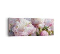 Moderne Impression sur Toile Fleurs Pivoines Classicisme Image Tableau Decoration Murale 140x50cm Deco Cadre Décoration Salon Chambre Panoramique Tableaux Decoratifs Muraux Art Wall AB140x50-5975