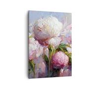 Moderne Impression sur Toile Fleurs Pivoines Classicisme Image Tableau Decoration Murale 50x70cm Deco Cadre Salon Chambre Cuisine Vertical Petit Tableaux Decoratifs Muraux Art Wall Decor PA50x70-5975