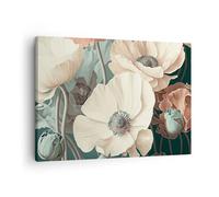 Moderne Impression sur Toile Fleurs Plantes Pastel Image Tableau Decoration Murale 70x50cm Deco Cadre Décoration Salon Chambre Cuisine Horizontal Tableaux Decoratifs Muraux Art Wall AA70x50-5925