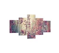 Moderne Impression sur Toile Fleurs Pluie Lumière Image Tableau Decoration Murale 125x70cm Deco Cadre Décoration Salon Chambre Triptyque 5 parties Tableaux Decoratifs Muraux Art Wall EA125x70-4218