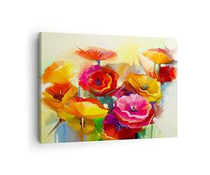 Moderne Impression sur Toile Fleurs Printemps Flore Jardin Image Tableau Decoration Murale 70x50cm Deco Cadre Décoration Salon Chambre Horizontal Tableaux Decoratifs Muraux Art Wall AA70x50-2877