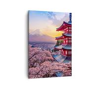 Moderne Impression sur Toile Fuji Choreito Pagode Image Tableau Decoration Murale 50x70cm Deco Cadre Salon Chambre Cuisine Vertical Petit Tableaux Decoratifs Muraux Art Wall Decor Design PA50x70-4547