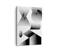 Moderne Impression sur Toile Géométrique Formes Noir Et Blanc Image Tableau Decoration Murale 50x70cm Deco Cadre Salon Chambre Cuisine Vertical Petit Tableaux Decoratifs Muraux Art Wall PA50x70-5536