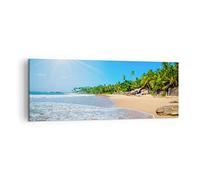 Moderne Impression sur Toile Île paysage maledivy liberté Image Tableau Decoration Murale 140x50cm Deco Cadre Décoration Salon Chambre Panoramique Tableaux Decoratifs Muraux Art Wall AB140x50-2391