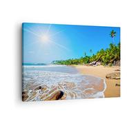 Moderne Impression sur Toile Île paysage maledivy liberté Image Tableau Decoration Murale 70x50cm Deco Cadre Décoration Salon Chambre Horizontal Tableaux Decoratifs Muraux Art Wall AA70x50-2391