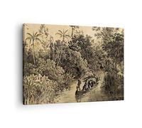 Moderne Impression sur Toile Jungle Indigènes Rivière Image Tableau Decoration Murale 70x50cm Deco Cadre Décoration Salon Chambre Cuisine Horizontal Tableaux Decoratifs Muraux Art Wall AA70x50-4406