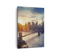 Moderne Impression sur Toile La ville de New York Image Tableau Decoration Murale 50x70cm Deco Cadre Salon Chambre Cuisine Vertical Petit Tableaux Decoratifs Muraux Art Wall Decor Design PA50x70-3733