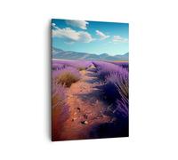 Moderne Impression sur Toile Lavande Horizon Paysage Image Tableau Decoration Murale 50x70cm Deco Cadre Salon Chambre Cuisine Vertical Petit Tableaux Decoratifs Muraux Art Wall Decor PA50x70-5812