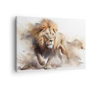 Moderne Impression sur Toile Lion Brillant Animal Image Tableau Decoration Murale 70x50cm Deco Cadre Décoration Salon Chambre Cuisine Horizontal Tableaux Decoratifs Muraux Art Wall Decor AA70x50-5803