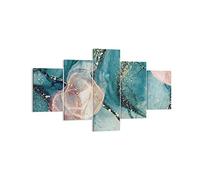 Moderne Impression sur Toile Liquide Or Rose Image Tableau Decoration Murale 125x70cm Deco Cadre Décoration Salon Chambre Cuisine Triptyque 5 parties Tableaux Decoratifs Muraux Art Wall EA125x70-4817