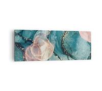 Moderne Impression sur Toile Liquide Or Rose Image Tableau Decoration Murale 140x50cm Deco Cadre Décoration Salon Chambre Cuisine Panoramique Grand Tableaux Decoratifs Muraux Art Wall AB140x50-4817