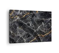 Moderne Impression sur Toile Marbre Pierre Noir Image Tableau Decoration Murale 70x50cm Deco Cadre Décoration Salon Chambre Cuisine Horizontal Tableaux Decoratifs Muraux Art Wall Decor AA70x50-4899