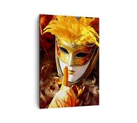 Moderne Impression sur Toile Masque vénitien coloré carnaval Image Tableau Decoration Murale 50x70cm Deco Cadre Salon Chambre Cuisine Vertical Petit Tableaux Decoratifs Muraux Art Wall PA50x70-0420