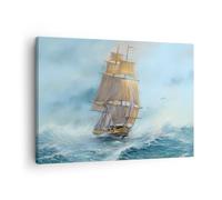 Moderne Impression sur Toile Mer Bateau Nautique Image Tableau Decoration Murale 70x50cm Deco Cadre Décoration Salon Chambre Cuisine Horizontal Tableaux Decoratifs Muraux Art Wall Decor AA70x50-5541