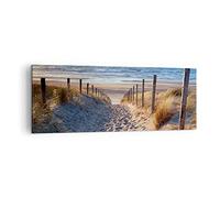 Moderne Impression sur Toile mer plage dune Image Tableau Decoration Murale 140x50cm Deco Cadre Décoration Salon Chambre Cuisine Panoramique Grand Tableaux Decoratifs Muraux Art Wall AB140x50-3612