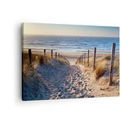 Moderne Impression sur Toile mer plage dune Image Tableau Decoration Murale 70x50cm Deco Cadre Décoration Salon Chambre Cuisine Horizontal Petit Tableaux Decoratifs Muraux Art Wall Decor AA70x50-3612