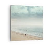 Moderne Impression sur Toile Mer Plage Marcher Image Tableau Decoration Murale 60x60cm Deco Cadre Décoration Salon Chambre Cuisine Carré Grand Tableaux Decoratifs Muraux Art Wall Decor AC60x60-5931