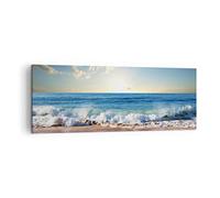 Moderne Impression sur Toile mer rivage eau Image Tableau Decoration Murale 140x50cm Deco Cadre Décoration Salon Chambre Cuisine Panoramique Grand Tableaux Decoratifs Muraux Art Wall AB140x50-3551