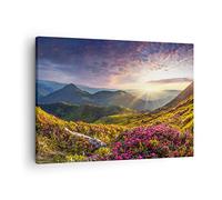 Moderne Impression sur Toile Montagnes Prairie Paysage forêt Image Tableau Decoration Murale 70x50cm Deco Cadre Décoration Salon Chambre Horizontal Tableaux Decoratifs Muraux Art Wall AA70x50-3152