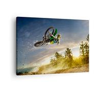 Moderne Impression sur Toile Moto extrême amusement compétitions Image Tableau Decoration Murale 70x50cm Deco Décoration Salon Chambre Horizontal Tableaux Decoratifs Muraux Art Wall AA70x50-2854