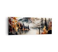 Moderne Impression sur Toile Nature Voir Montagnes Image Tableau Decoration Murale 140x50cm Deco Cadre Décoration Salon Chambre Panoramique Grand Tableaux Decoratifs Muraux Art Wall AB140x50-5783
