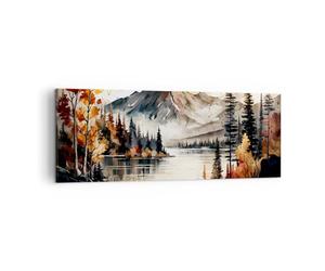Moderne Impression sur Toile Nature Voir Montagnes Image Tableau Decoration Murale 140x50cm Deco Cadre Décoration Salon Chambre Panoramique Grand Tableaux Decoratifs Muraux Art Wall AB140x50-5783