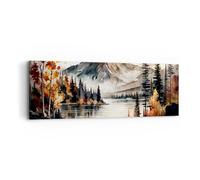 Moderne Impression sur Toile Nature Voir Montagnes Image Tableau Decoration Murale 90x30cm Deco Cadre Décoration Salon Chambre Cuisine Panoramique Tableaux Decoratifs Muraux Art Wall AB90x30-5783