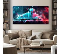 Moderne Impression Sur Toile Néon DJ Tableau Decoration Murale Musique écouteur 80x120 cm Cadre Decoration Murale Salon Chambre Cuisine Horizontal Tableau Deco