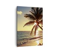 Moderne Impression sur Toile nuage exotique paume paysage Image Tableau Decoration Murale 50x70cm Deco Cadre Salon Chambre Cuisine Vertical Petit Tableaux Decoratifs Muraux Art Wall Decor PA50x70-3180