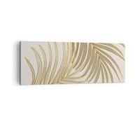 Moderne Impression sur Toile Or Feuilles Palmiers Image Tableau Decoration Murale 140x50cm Deco Cadre Décoration Salon Chambre Panoramique Grand Tableaux Decoratifs Muraux Art Wall AB140x50-4738