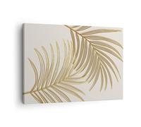 Moderne Impression sur Toile Or Feuilles Palmiers Image Tableau Decoration Murale 70x50cm Deco Cadre Décoration Salon Chambre Cuisine Horizontal Tableaux Decoratifs Muraux Art Wall Decor AA70x50-4738