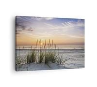 Moderne Impression sur Toile Ouest Le Soleil Plage Image Tableau Decoration Murale 70x50cm Deco Cadre Décoration Salon Chambre Cuisine Horizontal Tableaux Decoratifs Muraux Art Wall AA70x50-4201