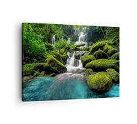 Moderne Impression sur Toile parc cascade eau Image Tableau Decoration Murale 70x50cm Deco Cadre Décoration Salon Chambre Cuisine Horizontal Tableaux Decoratifs Muraux Art Wall Decor AA70x50-3754