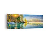 Moderne Impression sur Toile Paysage Alpes Montagnes Image Tableau Decoration Murale 140x50cm Deco Cadre Décoration Salon Chambre Panoramique Grand Tableaux Decoratifs Muraux Art Wall AB140x50-5307