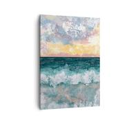 Moderne Impression sur Toile Paysage Mer Soleil Image Tableau Decoration Murale 50x70cm Deco Cadre Salon Chambre Cuisine Vertical Petit Tableaux Decoratifs Muraux Art Wall Decor Design PA50x70-6134