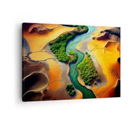 Moderne Impression sur Toile Paysage Nature Rivière Image Tableau Decoration Murale 70x50cm Deco Cadre Décoration Salon Chambre Cuisine Horizontal Tableaux Decoratifs Muraux Art Wall AA70x50-6003