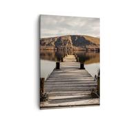 Moderne Impression sur Toile Paysage Pont Lac Image Tableau Decoration Murale 50x70cm Deco Cadre Salon Chambre Cuisine Vertical Petit Tableaux Decoratifs Muraux Art Wall Decor Design PA50x70-5888