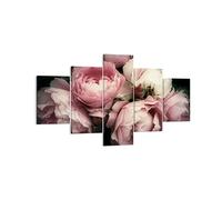 Moderne Impression sur Toile pivoine fleur Image Tableau Decoration Murale 125x70cm Deco Cadre Décoration Salon Chambre Cuisine Triptyque 5 parties Tableaux Decoratifs Muraux Art Wall EA125x70-3930