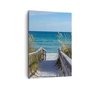 Moderne Impression sur Toile Plage Dune Piste Image Tableau Decoration Murale 50x70cm Deco Cadre Salon Chambre Cuisine Vertical Petit Tableaux Decoratifs Muraux Art Wall Decor Design PA50x70-4180