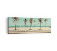 Moderne Impression sur Toile Plage Palmiers Rio De Janeiro Image Tableau Decoration Murale 90x30cm Deco Cadre Décoration Salon Chambre Panoramique Tableaux Decoratifs Muraux Art Wall AB90x30-5375