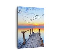 Moderne Impression sur Toile pont lac Image Tableau Decoration Murale 50x70cm Deco Cadre Salon Chambre Cuisine Vertical Petit Tableaux Decoratifs Muraux Art Wall Decor Design PA50x70-3818