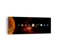 Moderne Impression sur Toile Système Solaire Planètes Cosmos Image Tableau Decoration Murale 140x50cm Deco Cadre Décoration Salon Chambre Panoramique Tableaux Decoratifs Muraux Art Wall AB140x50-5377