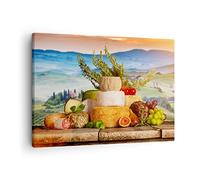 Moderne Impression sur Toile Toscane fromage fruit Italie Image Tableau Decoration Murale 70x50cm Deco Cadre Décoration Salon Chambre Horizontal Tableaux Decoratifs Muraux Art Wall AA70x50-2902