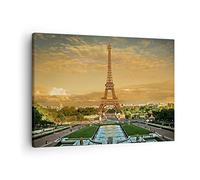 Moderne Impression sur Toile Tour Eiffel France Paris Image Tableau Decoration Murale 70x50cm Deco Cadre Décoration Salon Chambre Cuisine Horizontal Tableaux Decoratifs Muraux Art Wall AA70x50-0435