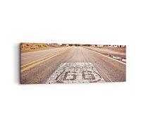 Moderne Impression sur Toile USA route 66 voyage Image Tableau Decoration Murale 90x30cm Deco Cadre Décoration Salon Chambre Cuisine Panoramique Tableaux Decoratifs Muraux Art Wall Decor AB90x30-2712