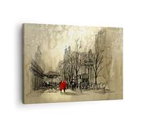 Moderne Impression sur Toile ville femme amant Image Tableau Decoration Murale 70x50cm Deco Cadre Décoration Salon Chambre Cuisine Horizontal Tableaux Decoratifs Muraux Art Wall Decor AA70x50-3190